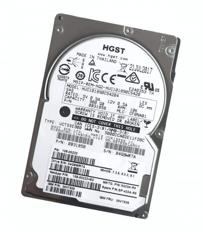 HGST / NETAPP 900GB 2,5" 10K 0B31858, X423A-R5, 108-00222+E0, HUC101890CS4204
