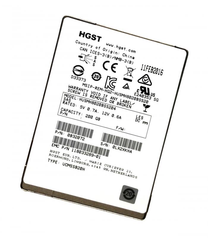 HGST / EMC 200GB 2,5" SAS SSD 0B32072, 118033289-02, HUSMH8020BSS204